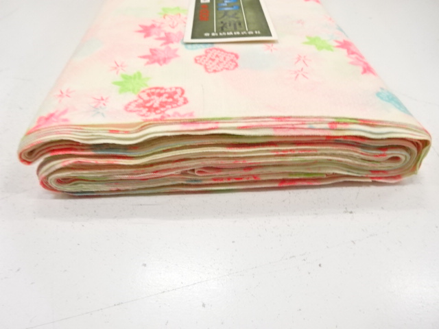 アンティーク 梅に楓模様 長襦袢地反物